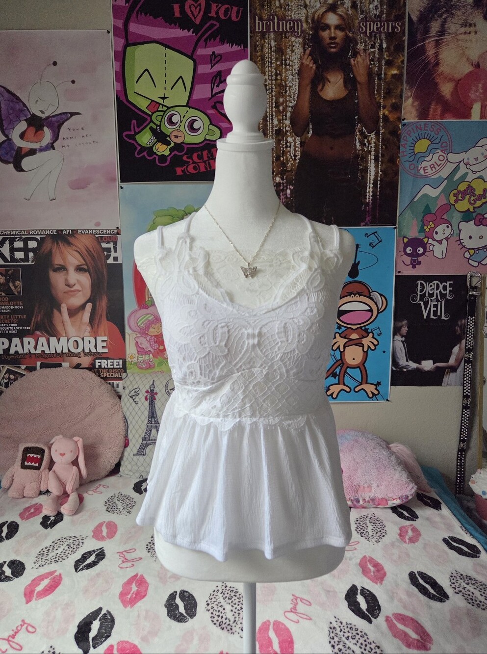 Y2k White Coquette Babydoll Cami Top